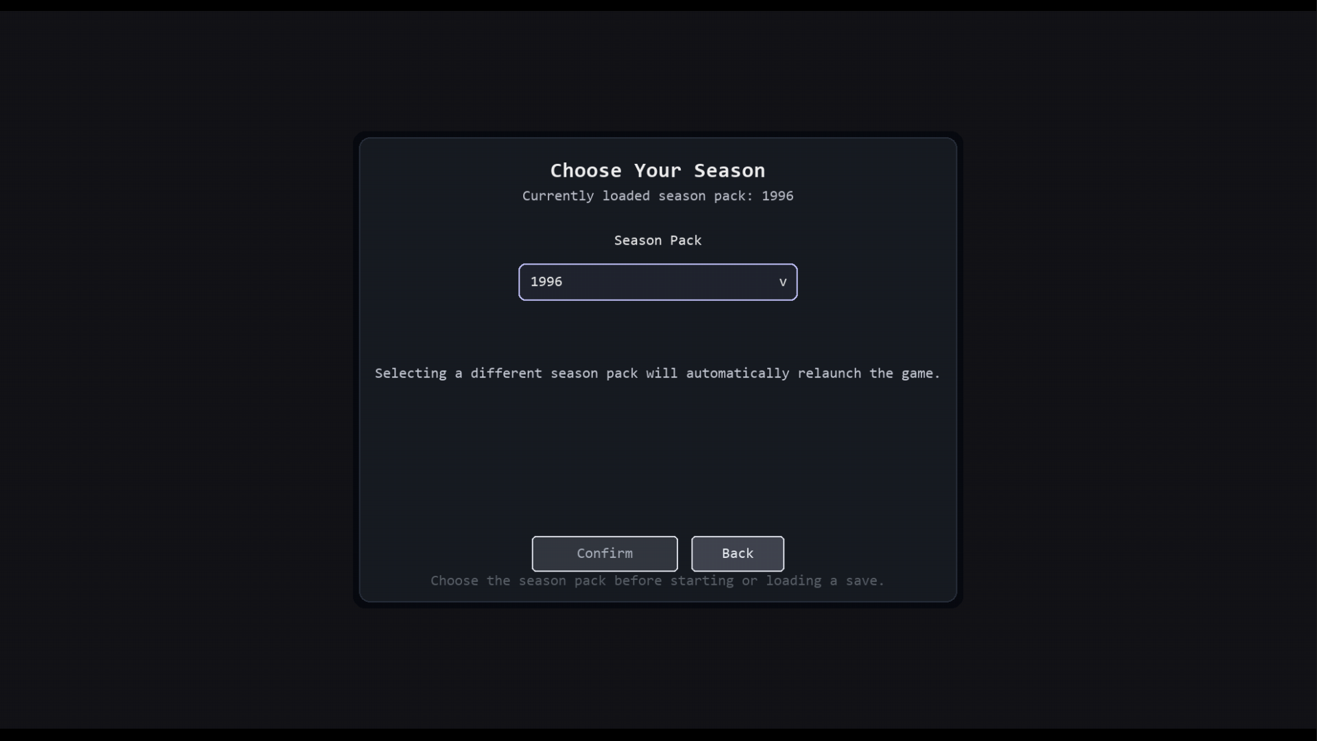 Choose your season menu